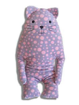 Polštář ve tvaru zvířátek kočka s puntíky růžová